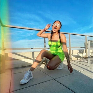 NEON GREEN RAVE SET HALLOWEEN HIGHLIGHTER FESTIVAL COSTUME